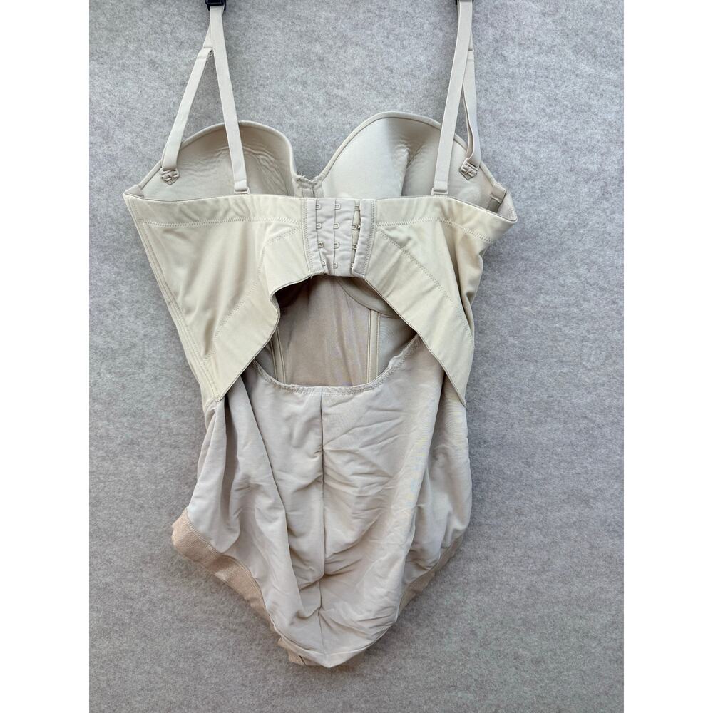 Flexees Maidenform Strapless Shapewear Bodysuit 40DD Beige Control Slimming Body